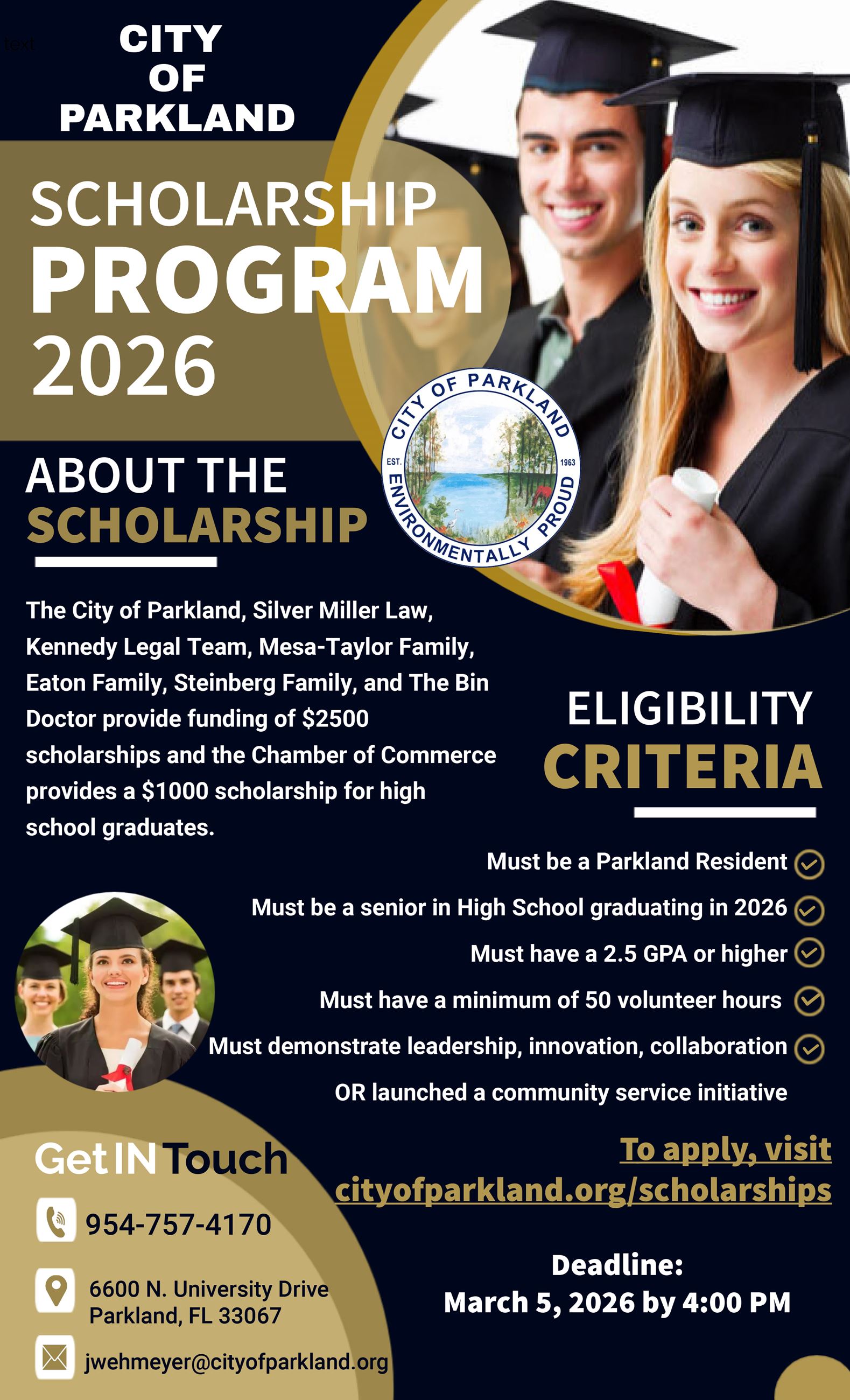City of Parkland Scholarship Program 2026